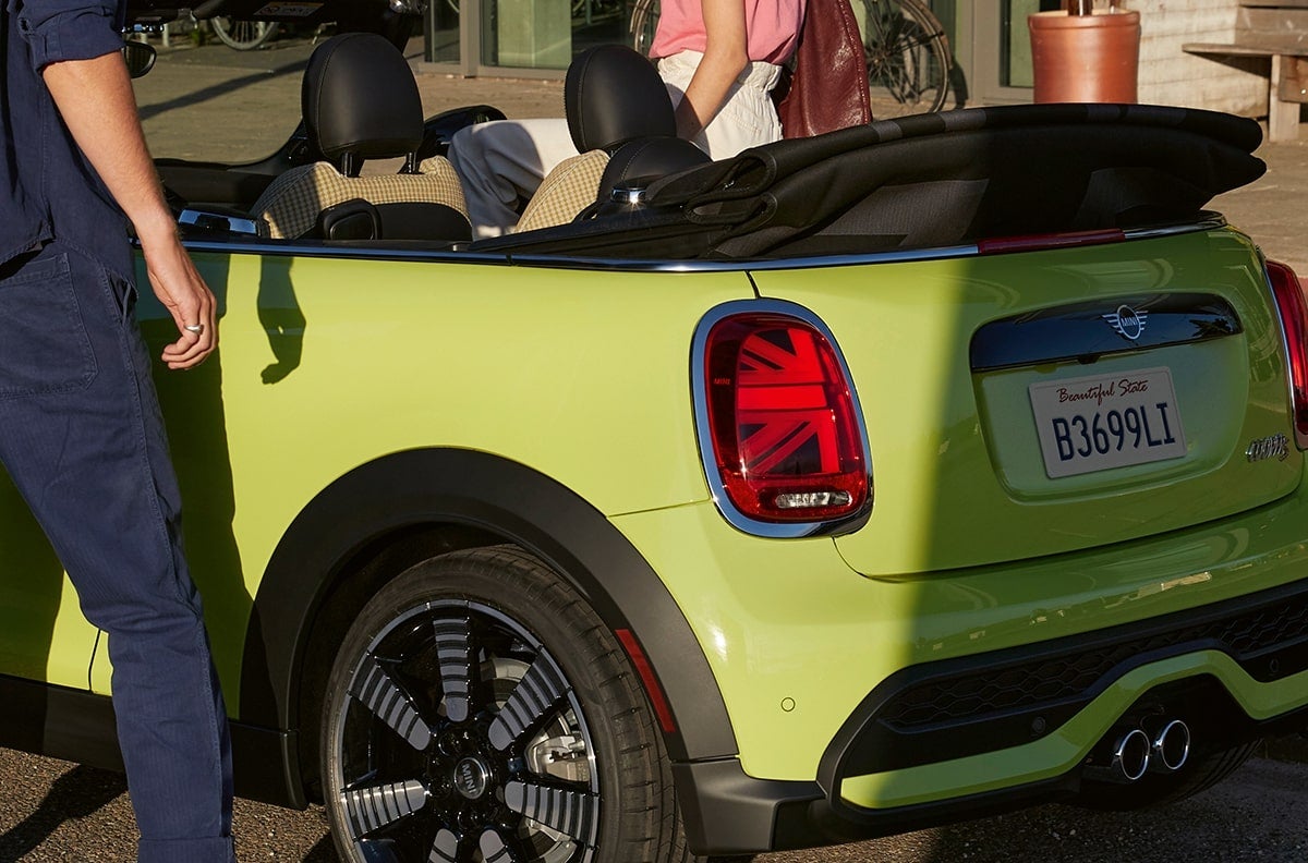 A side panel view of the MINI Convertible Union Jack tail light.