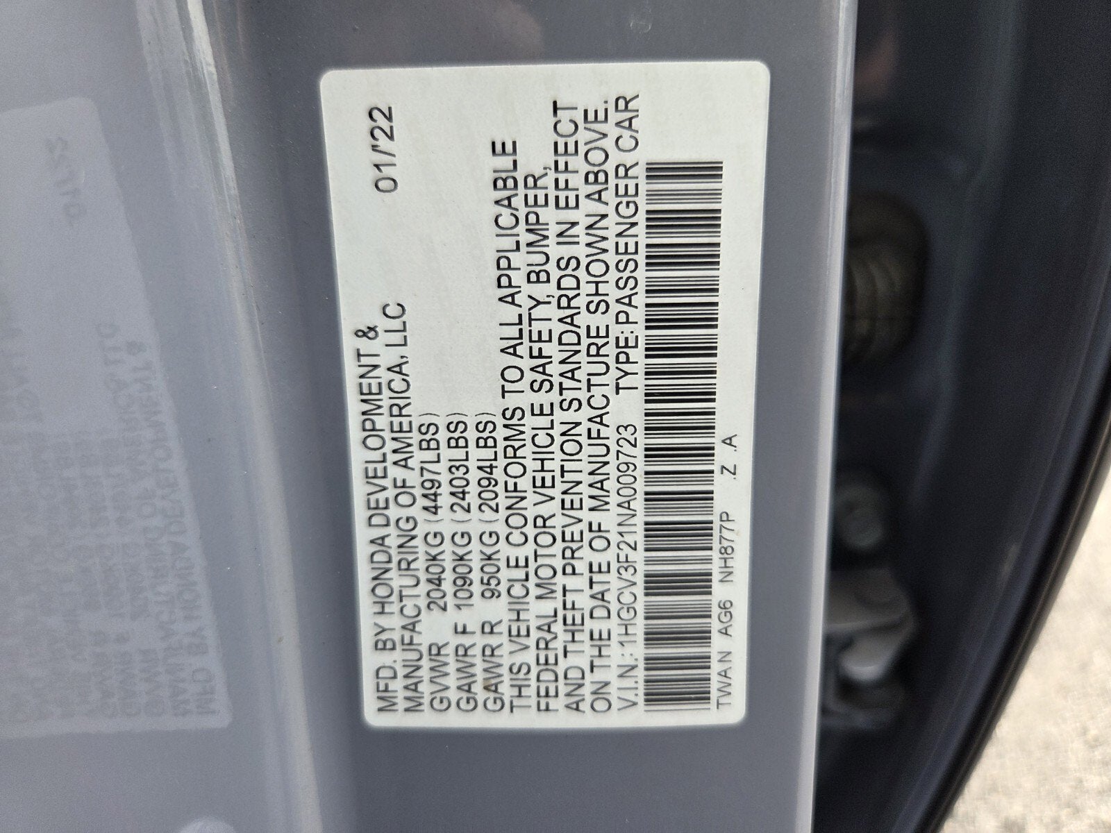 2022 Honda Accord Hybrid Sport