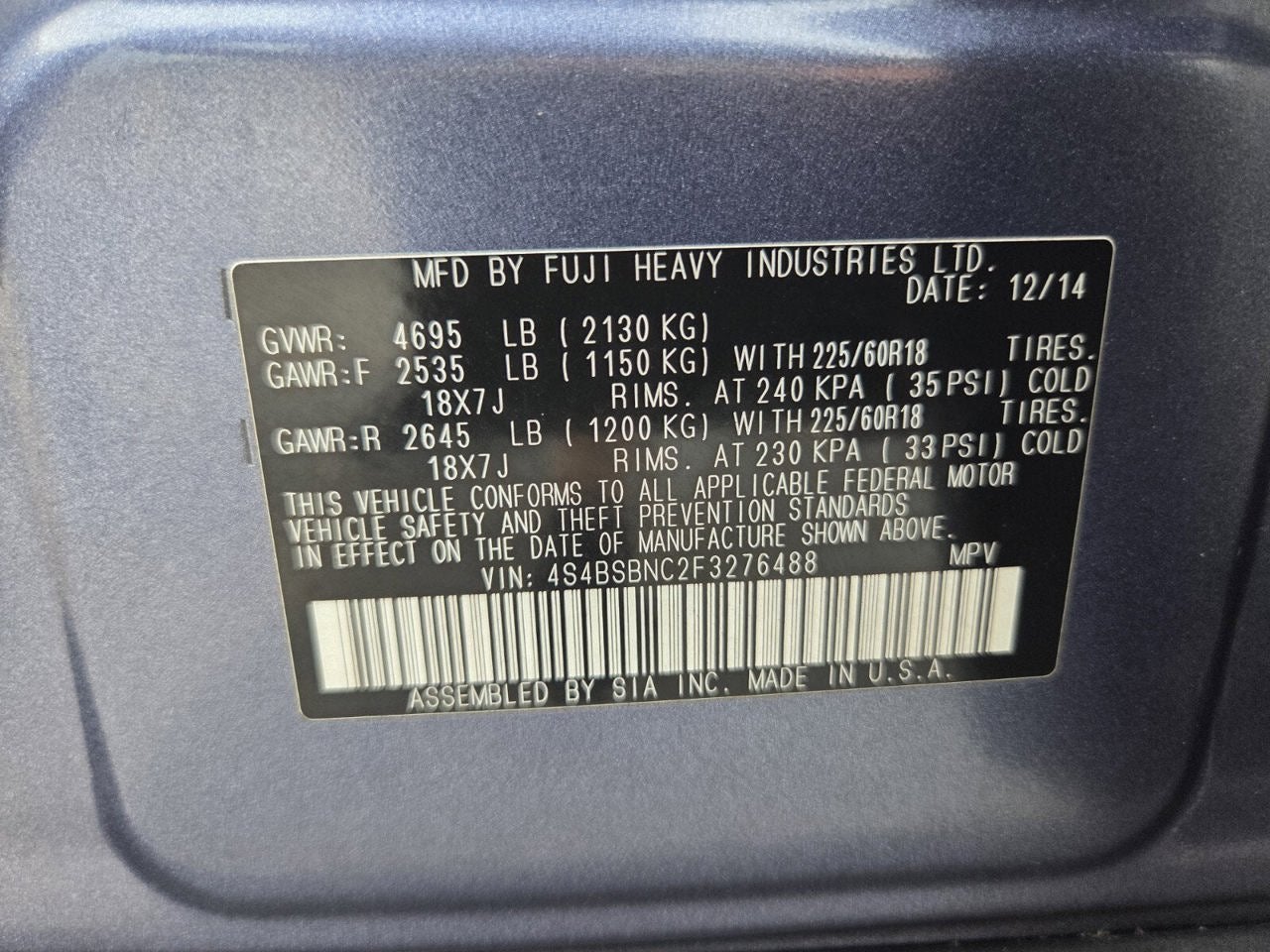 2015 Subaru Outback 2.5i Limited