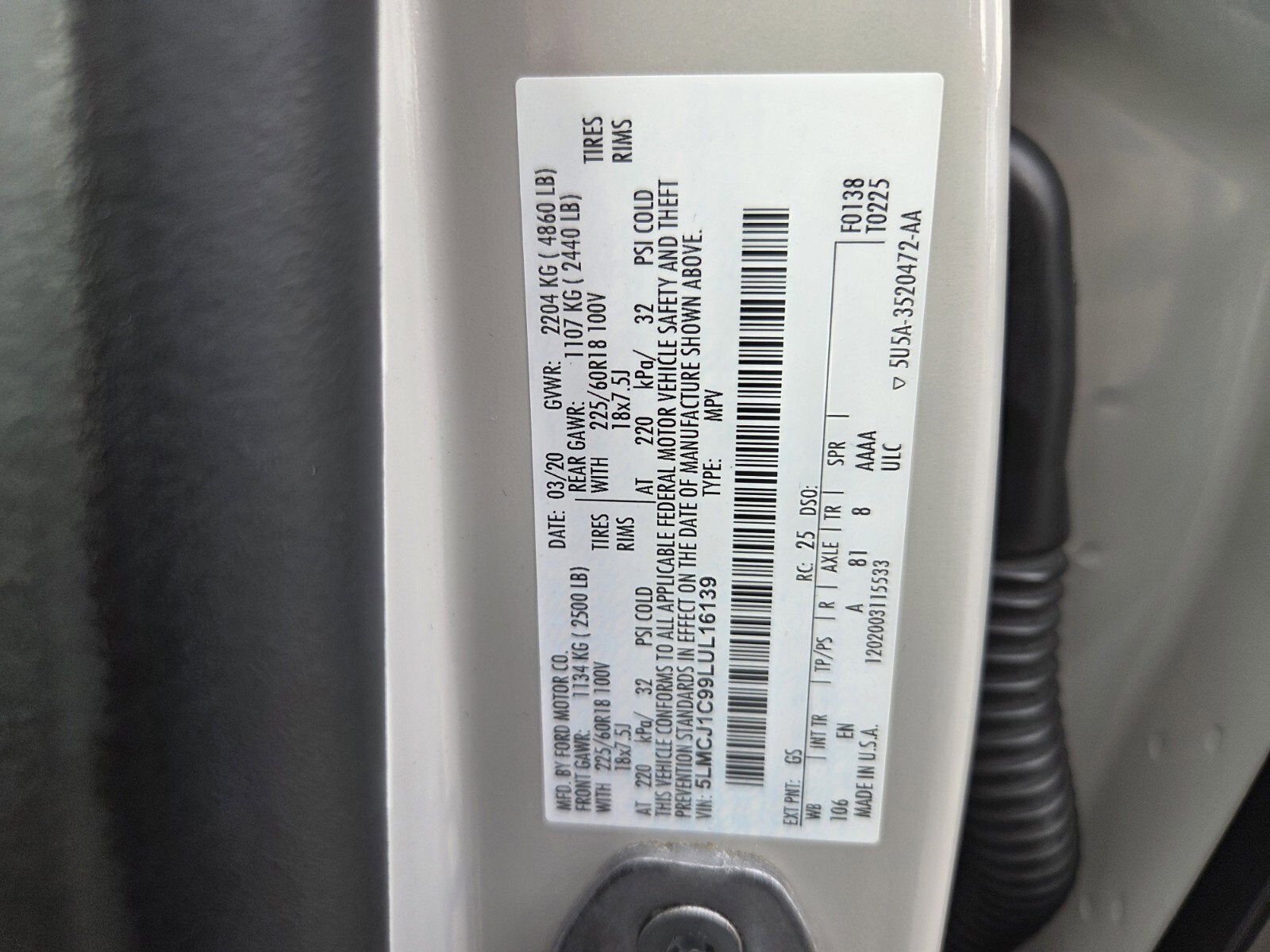 2020 Lincoln Corsair Standard