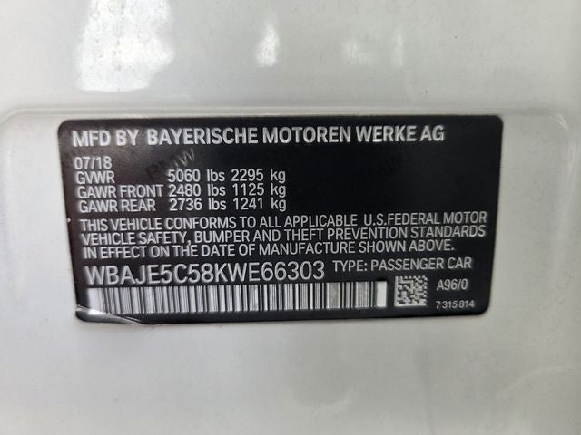 2019 BMW 5 Series 540i
