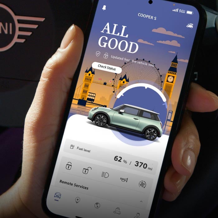 A phone open to the MINI App.