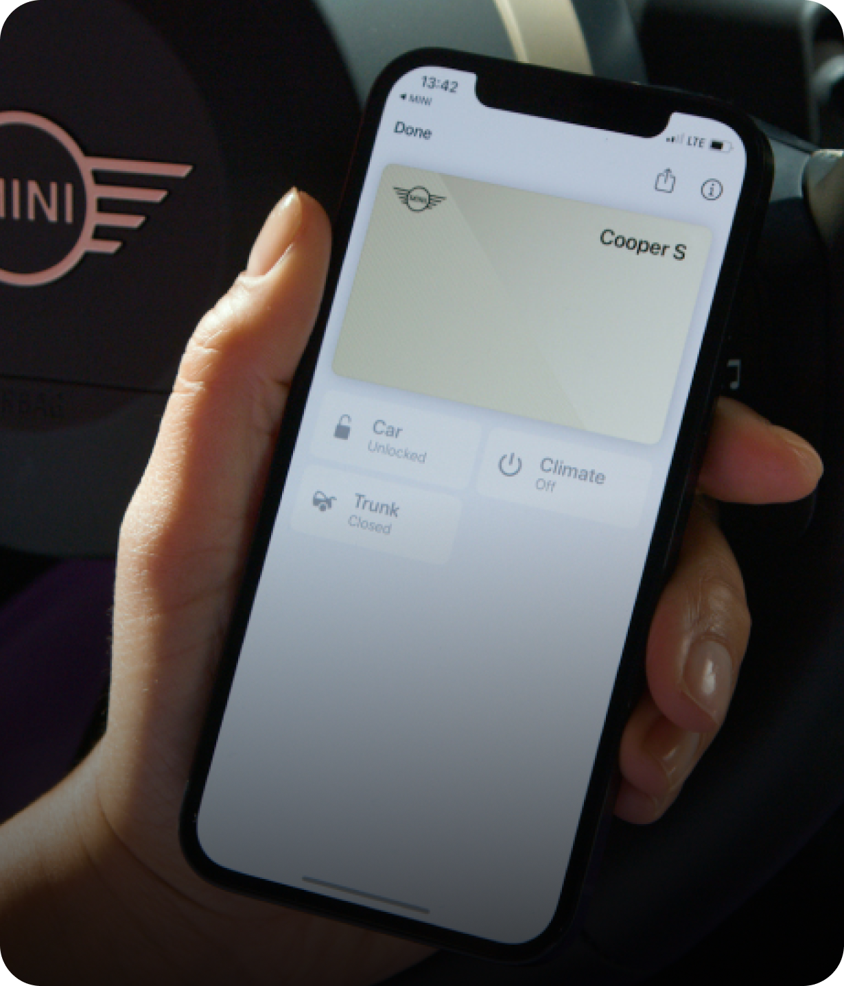 A phone open to the MINI.