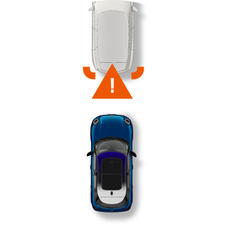  An icon warning a MINI that it’s getting too close to the car in front of it.