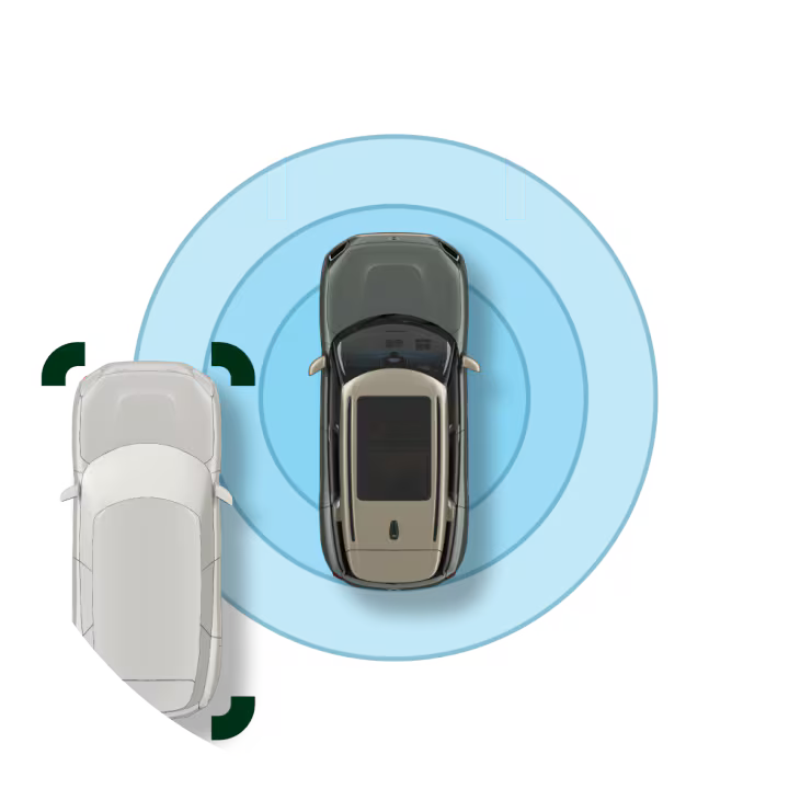 An icon warning a MINI that a car is approaching in the lane next to it.