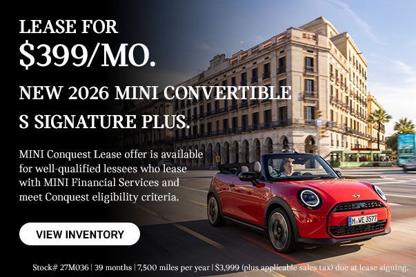 $399 per month conquest lease on New 2026 MINI Convertible S