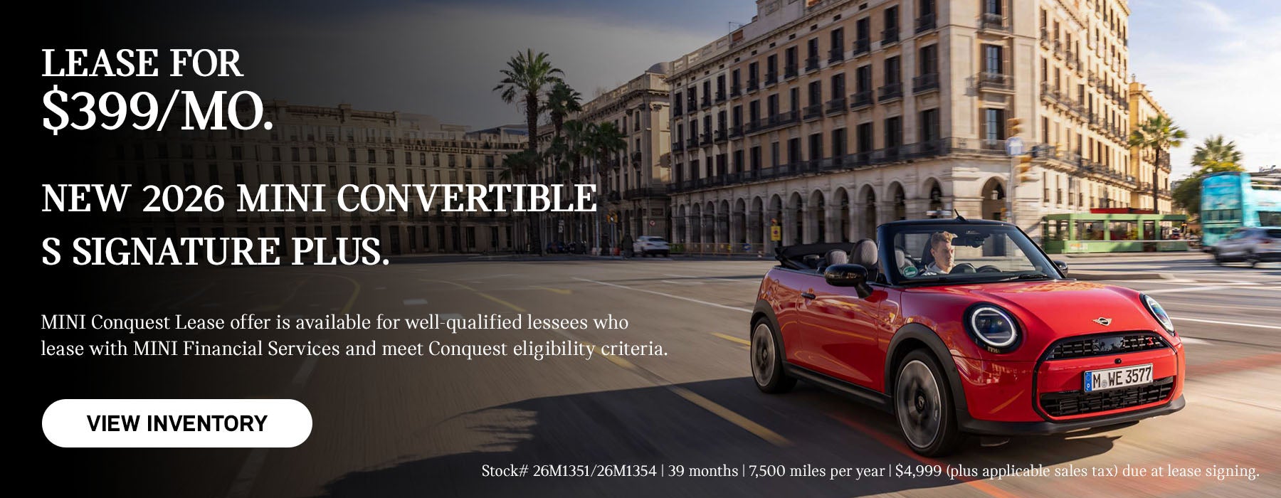 $399 per month conquest lease on New 2026 MINI Convertible S