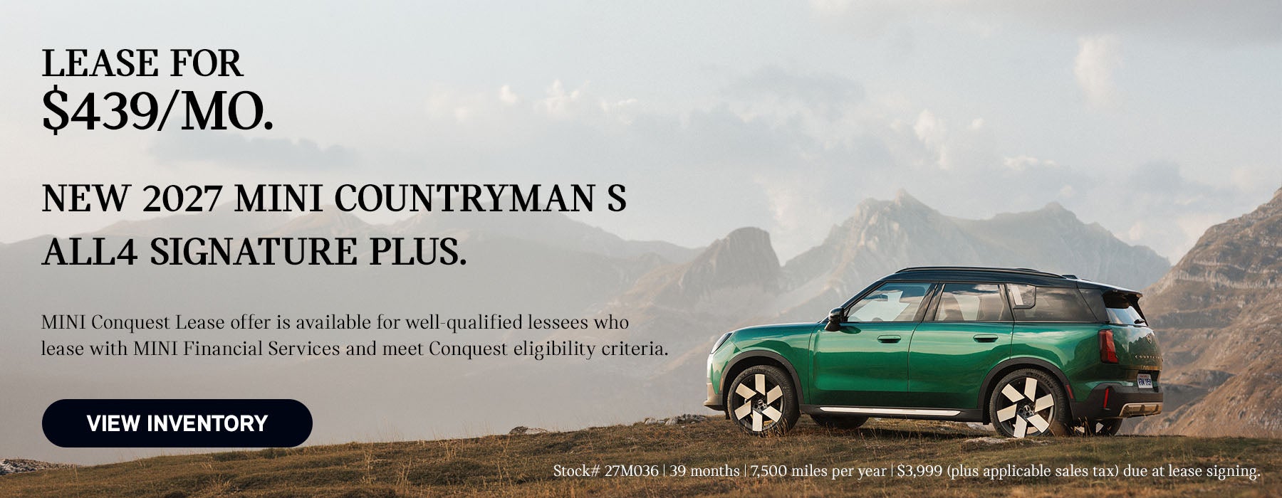 $439 per month conquest lease on New 2027 MINI Countryman S 