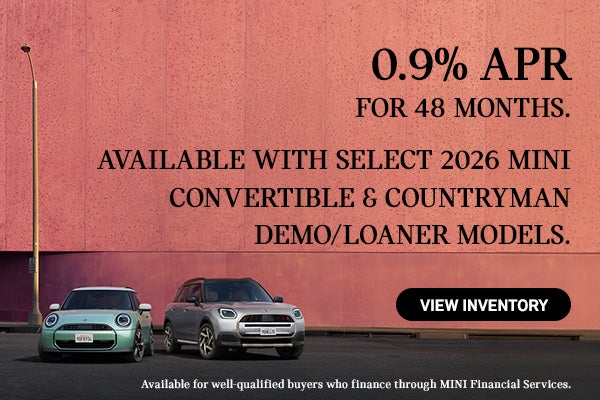 0.9% APR Financing for 48 months on every new 2026 MINI mode